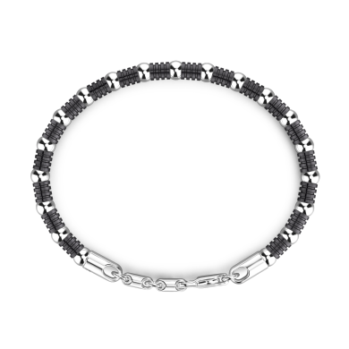 Bracciale Zancan morbido in argento a sfere ed elementi tubolari.