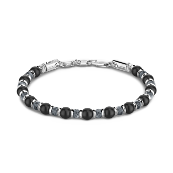 Bracciale Zancan morbido con sfere in argento e in pietra onice.