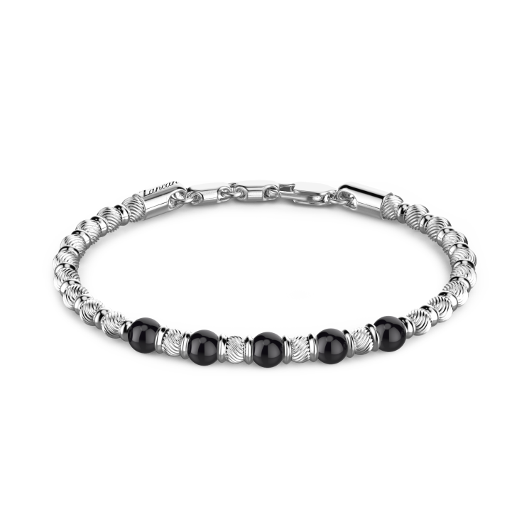 Zancan-Gliederarmband mit Kugeln aus Silber und Naturedelsteinen.
