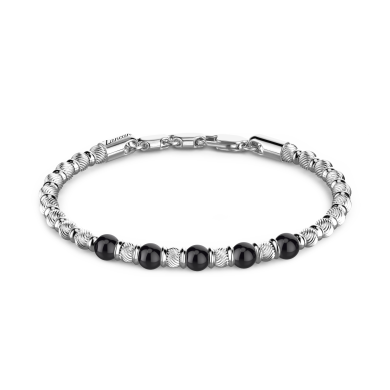 Zancan-Gliederarmband mit Kugeln aus Silber und Naturedelsteinen.