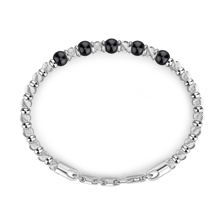 Zancan-Gliederarmband mit Kugeln aus Silber und Naturedelsteinen.