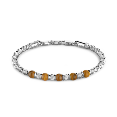Zancan soft bracelet with silver beads and hard natural stones.