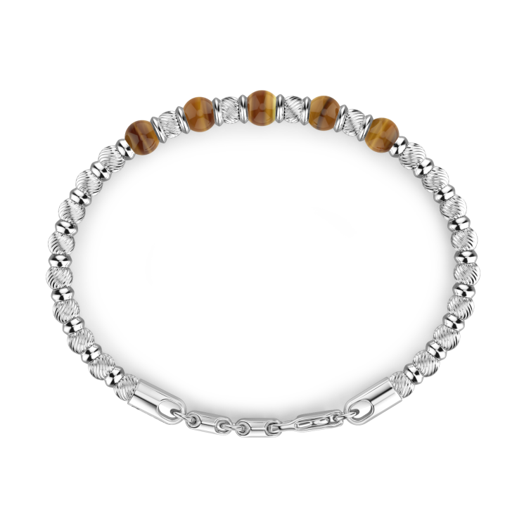 Zancan soft bracelet with silver beads and hard natural stones.