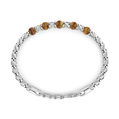 Zancan soft bracelet with silver beads and hard natural stones.