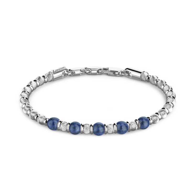 Zancan soft bracelet with silver beads and hard natural stones.