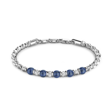 Zancan soft bracelet with silver beads and hard natural stones.