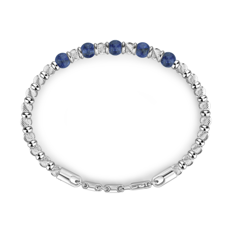 Zancan soft bracelet with silver beads and hard natural stones.