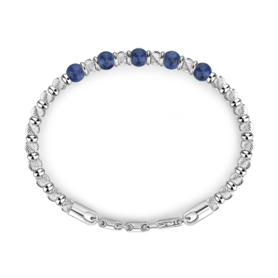 Zancan soft bracelet with silver beads and hard natural stones.