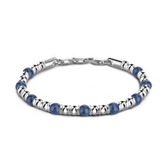 Bracciale Zancan morbido con sfere in argento e in pietre dure naturali.