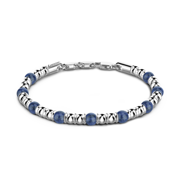 Bracciale Zancan morbido con sfere in argento e in pietre dure naturali.
