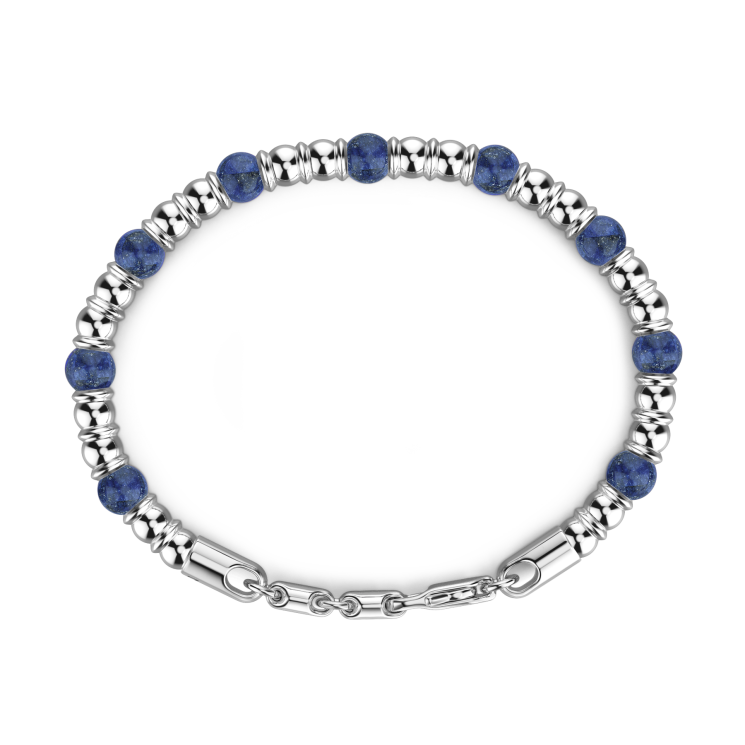 Zancan soft bracelet with silver beads and hard natural stones.