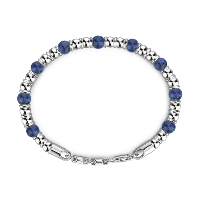 Bracciale Zancan morbido con sfere in argento e in pietre dure naturali.