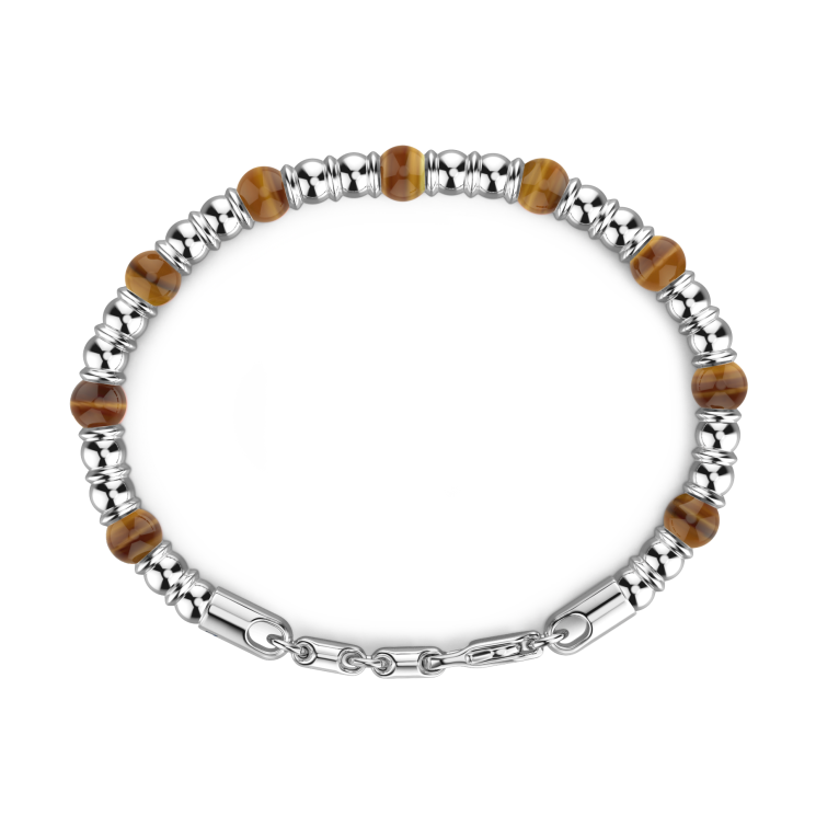 Zancan soft bracelet with silver beads and hard natural stones.