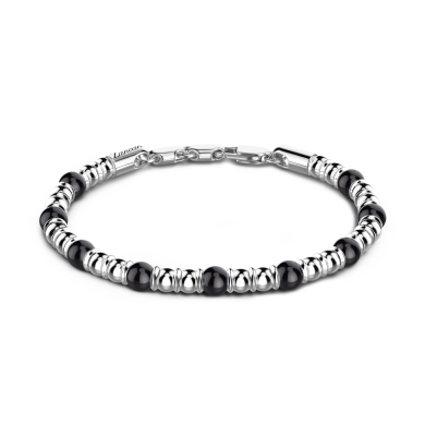 Bracciale Zancan morbido con sfere in argento e in pietre dure naturali.