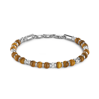 Zancan soft bracelet with silver beads and hard natural stones.
