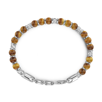 Zancan soft bracelet with silver beads and hard natural stones. 2