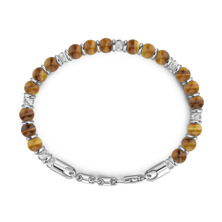 Bracciale Zancan morbido con sfere in argento e in pietre dure naturali.