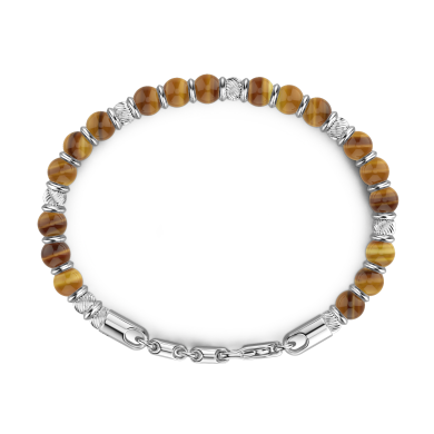 Pulsera Zancan flexible con esferas de plata y piedras duras naturales.