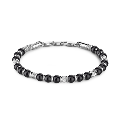 Bracciale Zancan morbido con sfere in argento e in pietre dure naturali.
