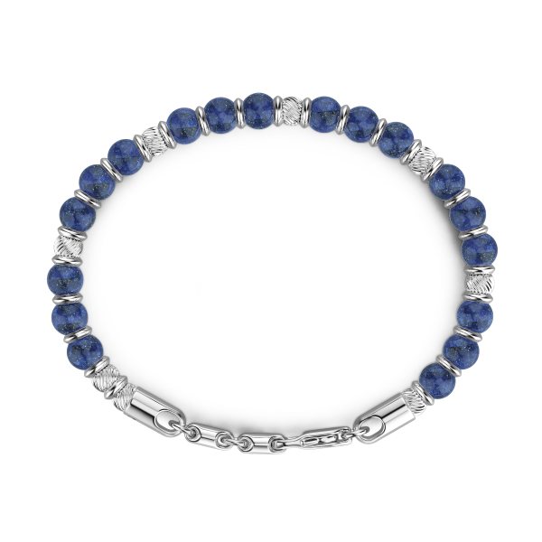 Zancan soft bracelet with silver beads and hard natural stones.