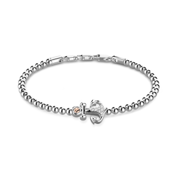 Zancan-Gliederarmband mit Kugeln aus Silber, Anker und Edelsteinen.
