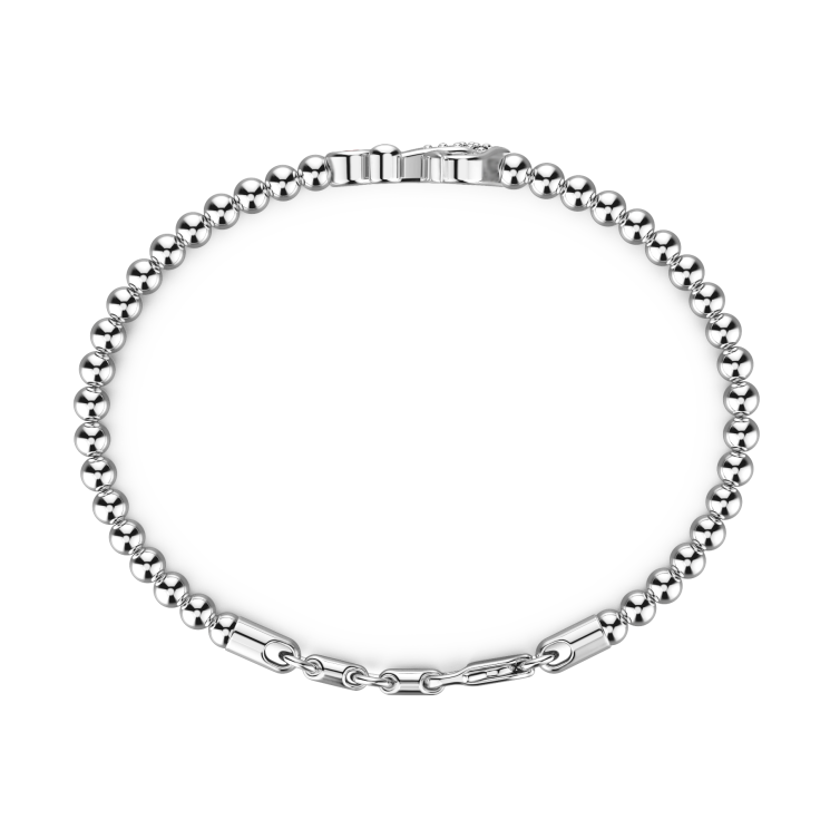 Bracciale Zancan morbido con sfere in argento, ancora e pietre.