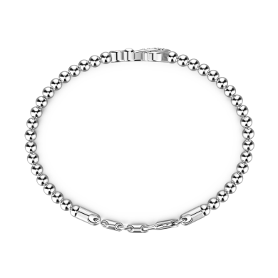 Pulsera Zancan flexible con esferas de plata, ancla y piedras.