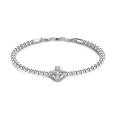 Zancan soft bracelet with silver beads and Greek cross.