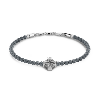 Bracciale Zancan morbido con sfere in argento e croce greca.