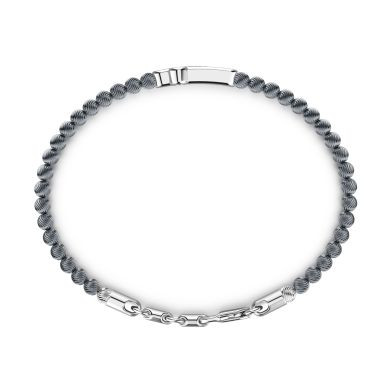 Zancan soft bracelet with silver beads and cross with stones.