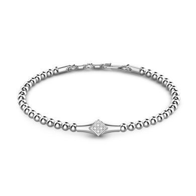 Zancan soft bracelet with silver beads and tag with stones.