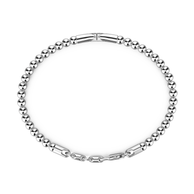 Zancan soft bracelet with silver beads and tag with stones.
