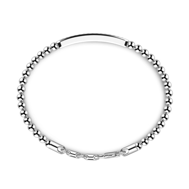 Bracciale Zancan morbido con sfere in argento e targa con pietre.