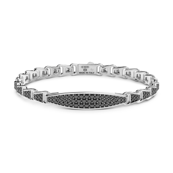 Bracciale Zancan in argento con targa e pietre nere.