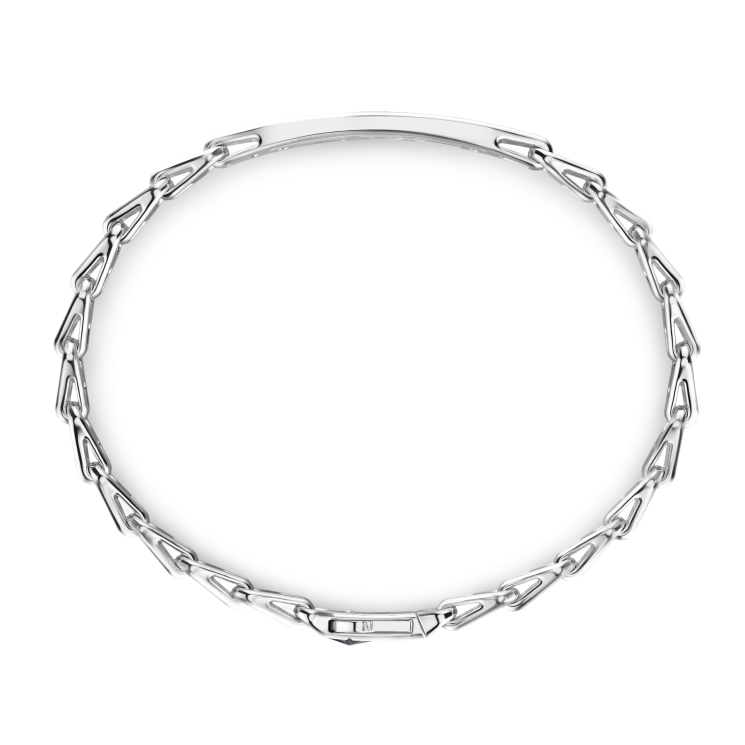 Pulsera Zancan de plata con placa y piedras negras.