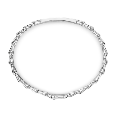 Pulsera Zancan de plata con placa y piedras negras.
