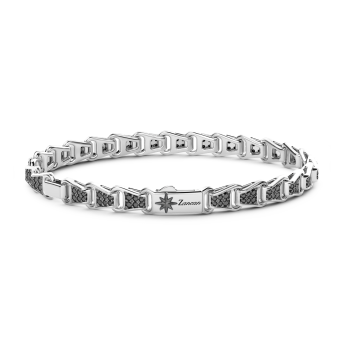 Bracciale solo maglia Zancan in argento con pietre nere.