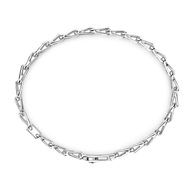 Pulsera Zancan solo malla de plata con piedras negras.