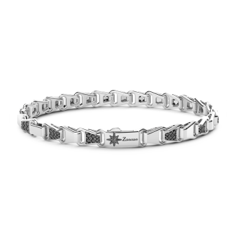 Bracciale solo maglia Zancan in argento con pietre nere.