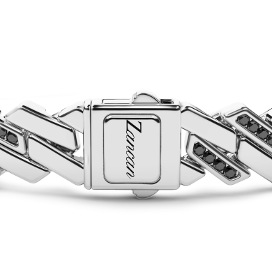 Bracciale solo maglia Zancan in argento con pietre nere.