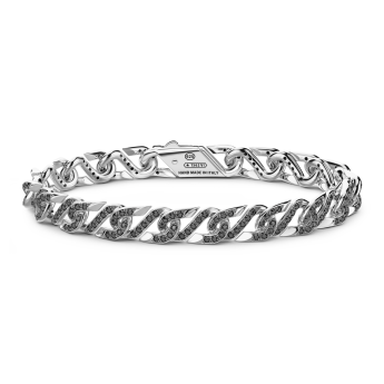 Bracciale solo maglia Zancan in argento con pietre nere.