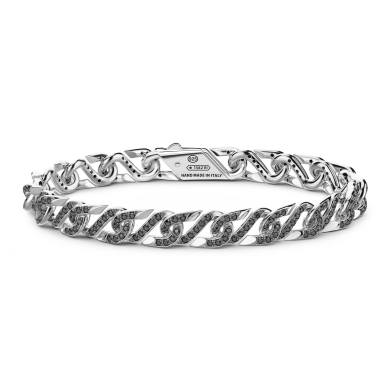 Bracciale solo maglia Zancan in argento con pietre nere.