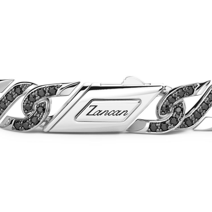 Bracciale solo maglia Zancan in argento con pietre nere.