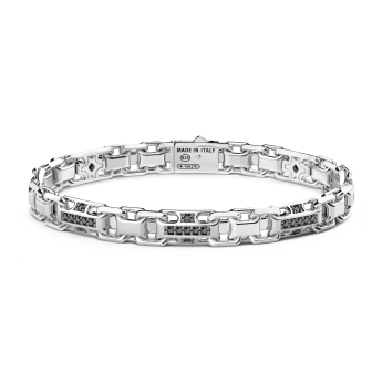 Bracciale solo maglia Zancan in argento con pietre nere.
