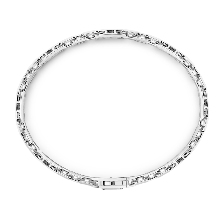 Pulsera Zancan solo malla de plata con piedras negras.