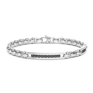 Bracciale solo maglia Zancan in argento con pietre nere.
