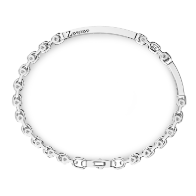 Bracciale solo maglia Zancan in argento con pietre nere.