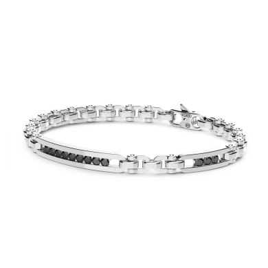 Bracciale solo maglia Zancan in argento con pietre nere.