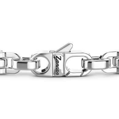Pulsera Zancan solo malla de plata con piedras negras.