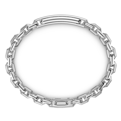 Pulsera Zancan de plata con placa y piedras negras.